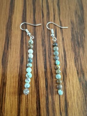 Earrings Hubei Turquoise Tiny Beaded Dangling Matchstick